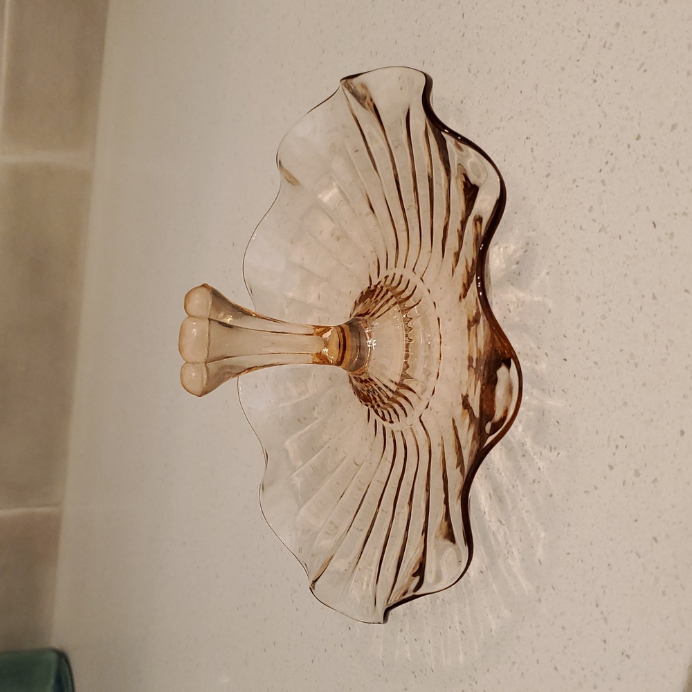 Anchor Hocking Pink Depression Glass Ruffles Tid Bit Tray